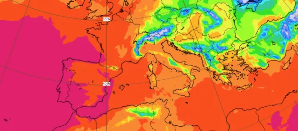 Carte météorologique, températures Europe.