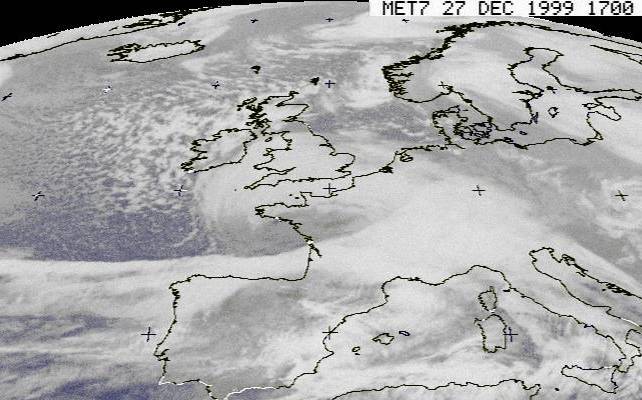 Image satellite météorologique de l'Europe, 1999.