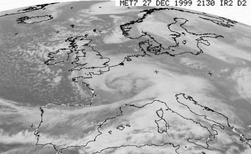 Image satellite météo de l'Europe, 1999.