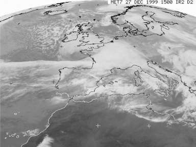 Image satellite météorologique de l'Europe.