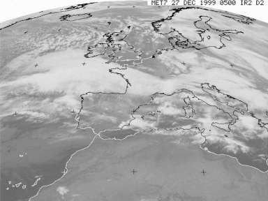 Image satellite météo de l'Europe datée du 27 décembre 1999.