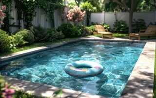 Piscine extérieure entourée de verdure luxuriante