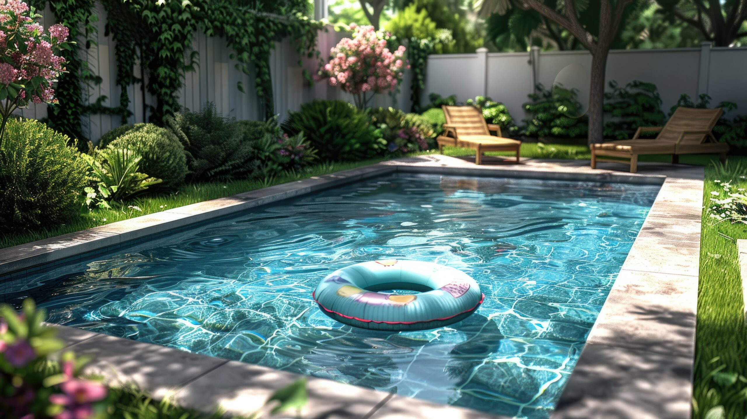 Piscine extérieure entourée de verdure luxuriante