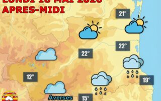 Ce lundi 18 mai, les nuages dominent sur les Pyrénées-Orientales avec quelques averses possibles, surtout près des reliefs, tandis que la plaine reste plus lumineuse avec de 20 à 22°C l’après-midi.