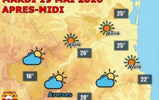 Sur les Pyrénées-Orientales, mardi 19 mai 2026, matin lumineux puis quelques averses sur le Vallespir et la haute montagne, ailleurs soleil voilé et douceur de saison.