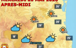 Météo du mercredi 20 mai 2026 : soleil largement dominant sur les Pyrénées-Orientales, quelques nuages porteurs de petites averses possibles sur le Vallespir