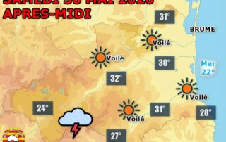 Le soleil domine ce samedi sur les P.-O. mais les orages gronderont sur le Vallespir et les reliefs l'après-midi. Chaleur marquée en plaine avec 29 à 32°C. Nuit étoilée en vue.