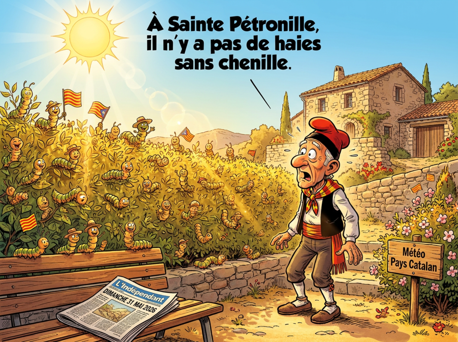« À Sainte-Pétronille, il n'y a pas de haies sans chenille. »
