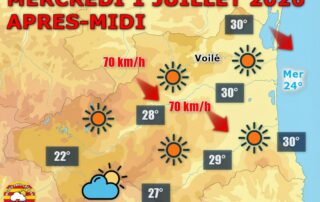 Ce mercredi 1 juillet 2026, le soleil dominera largement sur les Pyrénées-Orientales avec quelques rares nuages vers le Conflent.