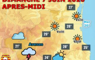 Météo du jour : Soleil en plaine, orages en montagne ! Ce dimanche 7 juin 2026, le littoral et la plaine profitent du soleil. Le Conflent et le Vallespir voient les nuages s'accumuler avec des orages l'après-midi. Nuit étoilée en vue.