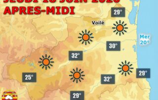 Météo du jour : Plein soleil et chaleur estivale ! Le soleil brille du matin au soir sur les Pyrénées-Orientales ce jeudi 18 juin 2026. Jusqu'à 29 à 32°C en plaine, vent faible et mer belle à peine agitée l'après-midi.