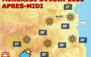 Météo du 24 juin 2026 : Grosse chaleur en vue ! Soleil dominant ce mercredi sur le Roussillon avec 35 à 39°C en plaine. En montagne, attention aux orages l'après-midi. Nuit étoilée et douce.