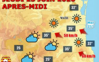 Ce jeudi 25 juin, le voile nuageux domine les Pyrénées-Orientales avec des orages locaux sur le Conflent et la haute montagne en cours de journée. La nuit sera calme et étoilée sur l'ensemble du département.