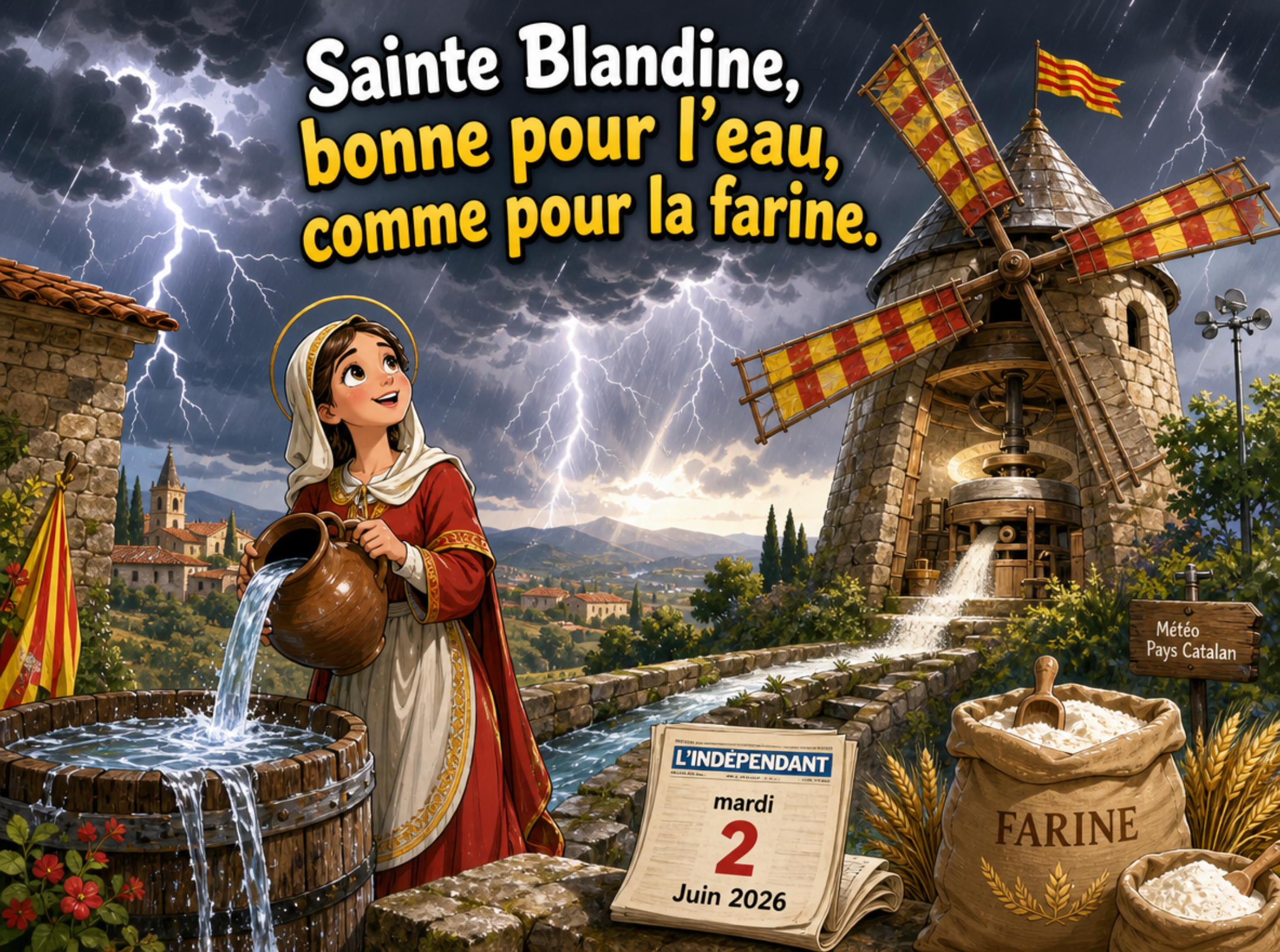 « Sainte Blandine, bonne pour l'eau, comme pour la farine. »