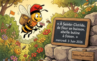« À Sainte-Clotilde, de fleur en buisson, abeille butine à foison. »