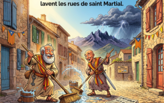 Saint Pierre et saint Paul lavent les rues de saint Martial.