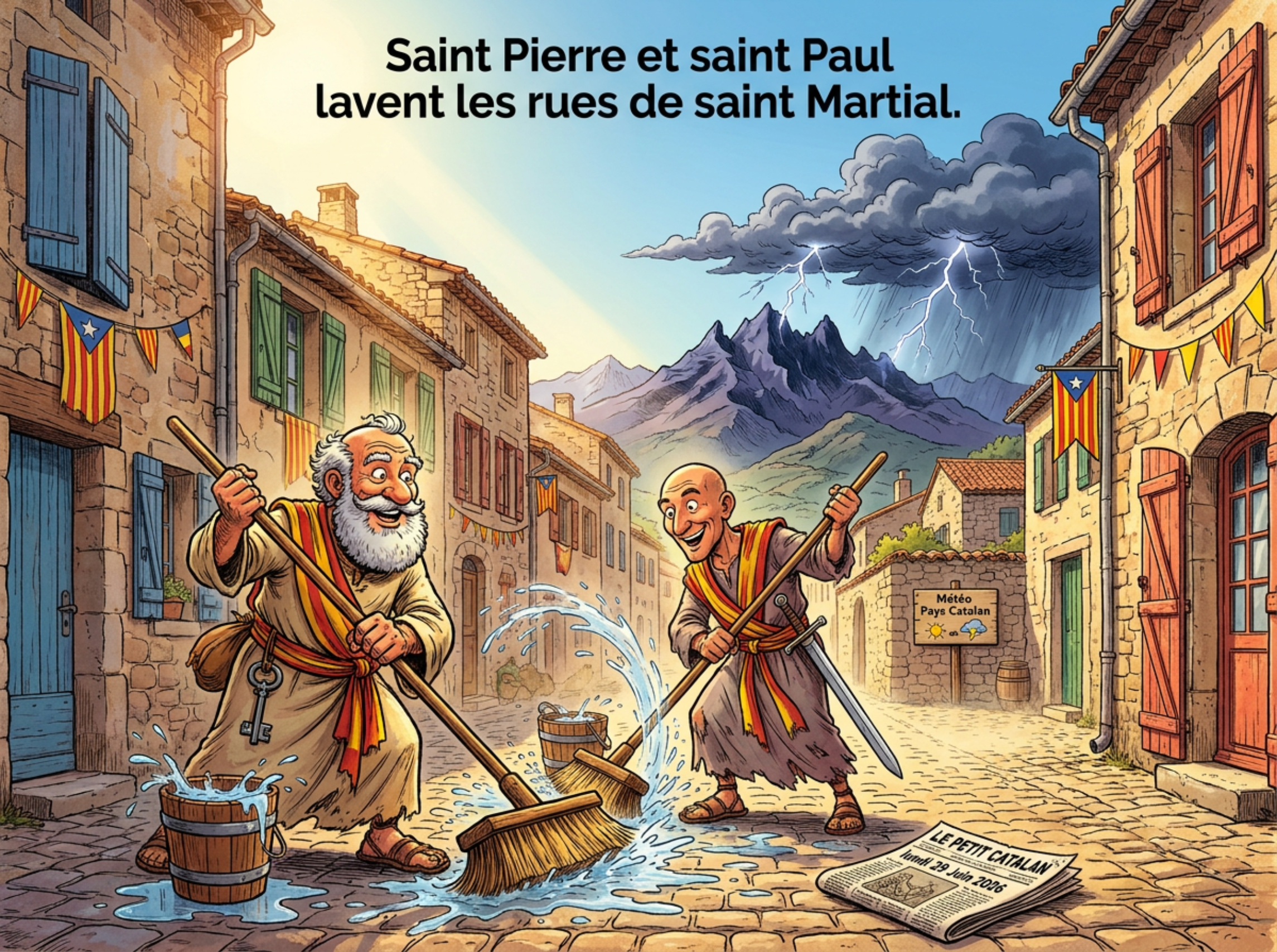 Saint Pierre et saint Paul lavent les rues de saint Martial.