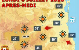 Météo du jour : La canicule bat tous les records ! Ce lundi 6 juillet 2026, le soleil règne sans partage sur les P.-O. avec jusqu'à 38°C en plaine. La nuit sera étouffante : 31°C attendus sur la côte.