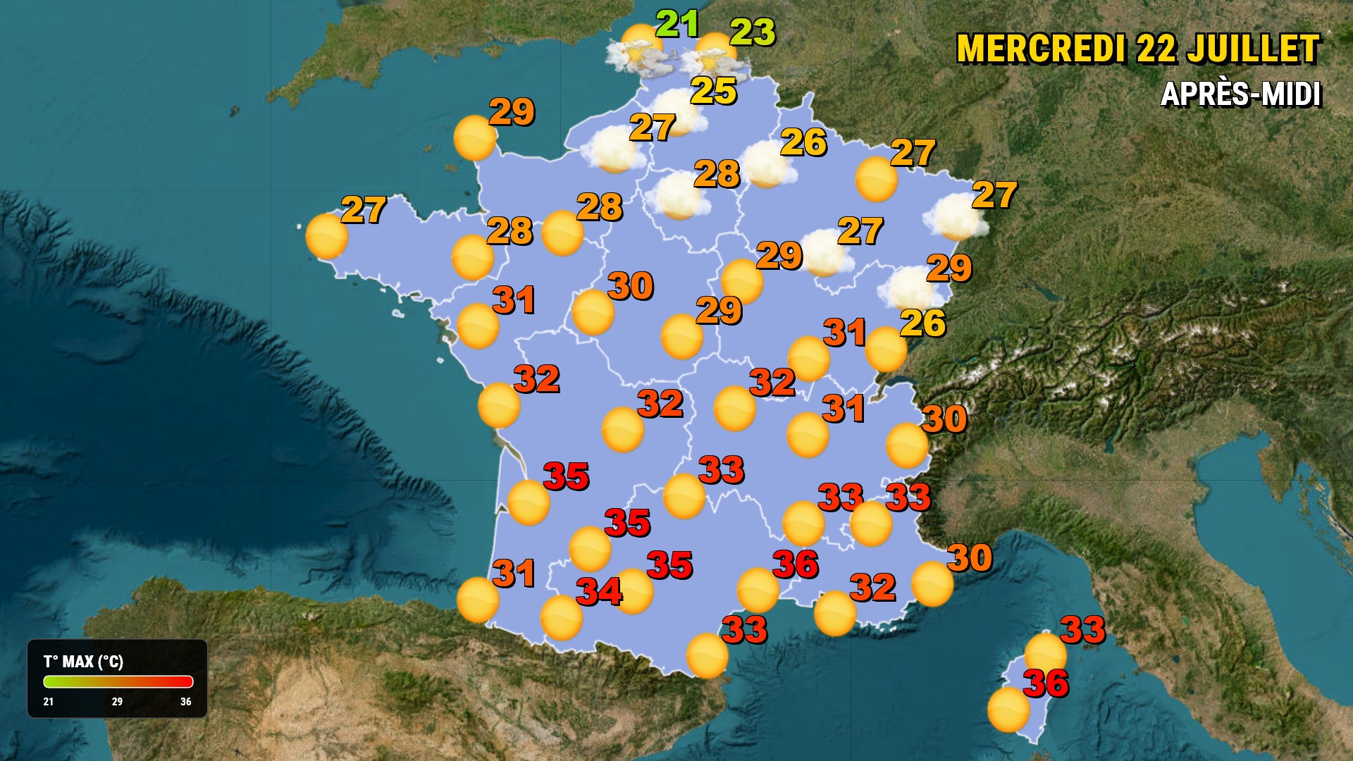 Vigilance du jour : Le sud du territoire subit de fortes chaleurs avec des pointes à 38°C.