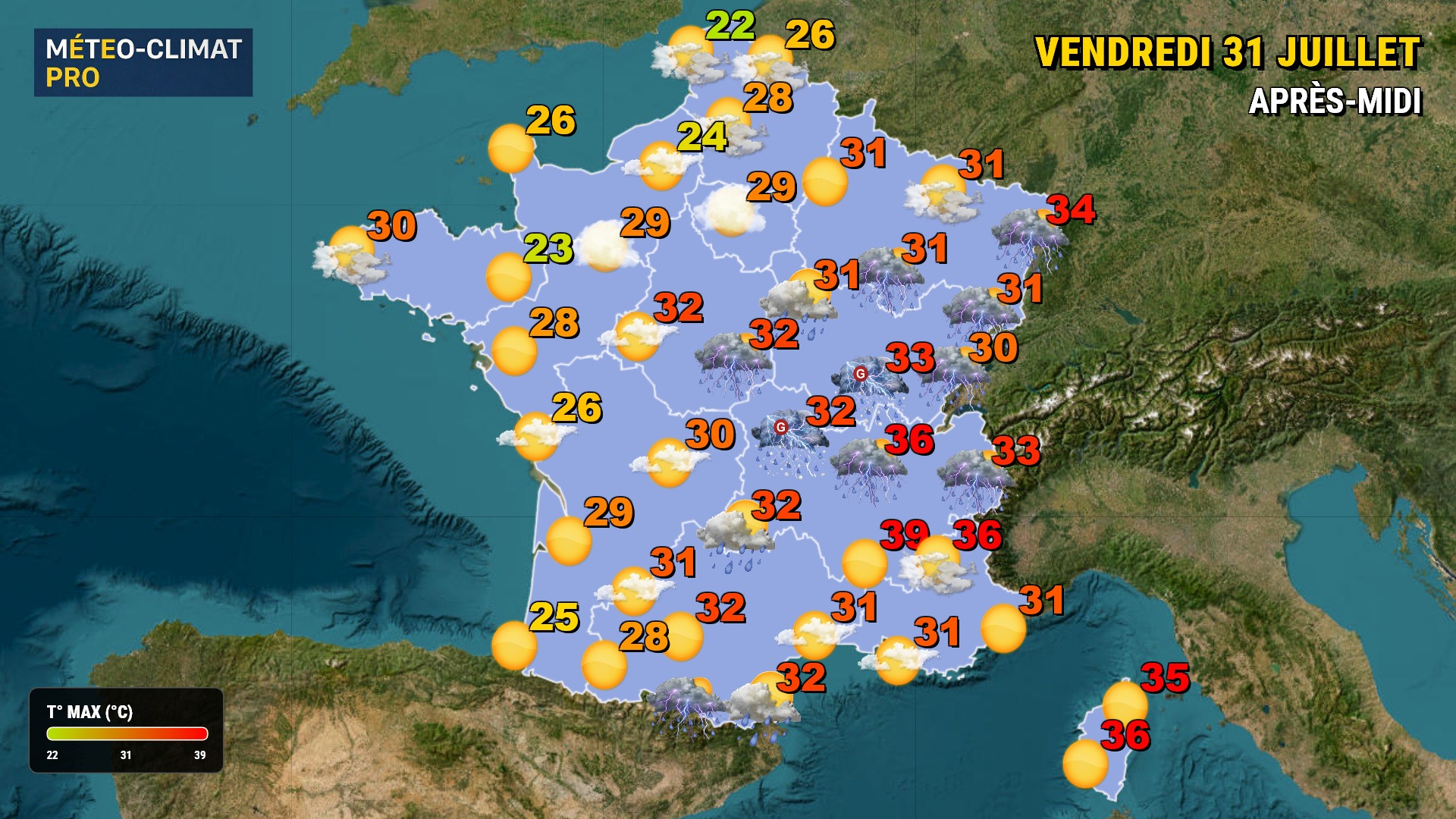 Météo orageuse et chaleur caniculaire Météo et tendances du vendredi 31 juillet 2026