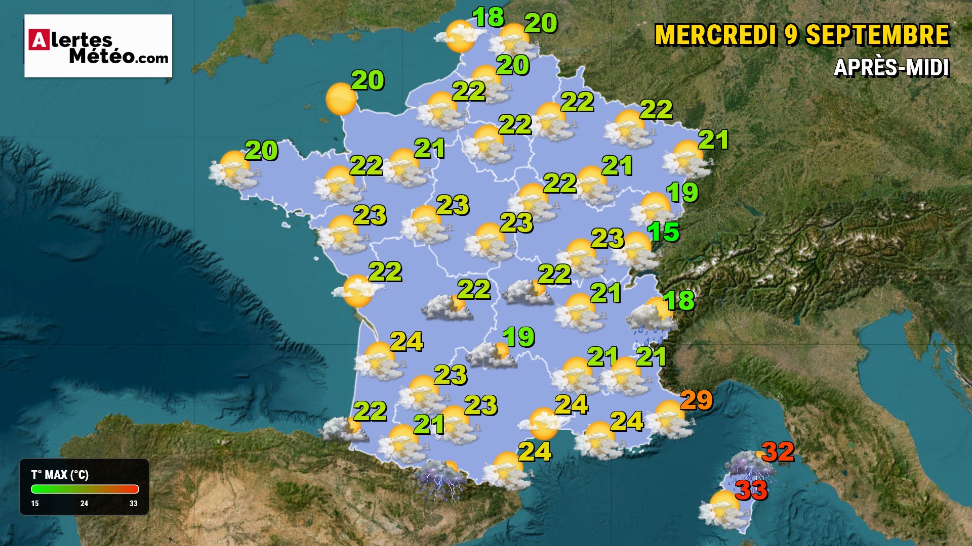 Bulletin météo national – Mercredi 9 septembre
