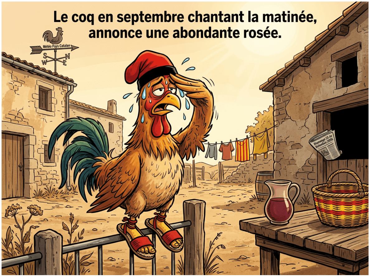  Le coq en septembre chantant la matinée, annonce une abondante rosée. 