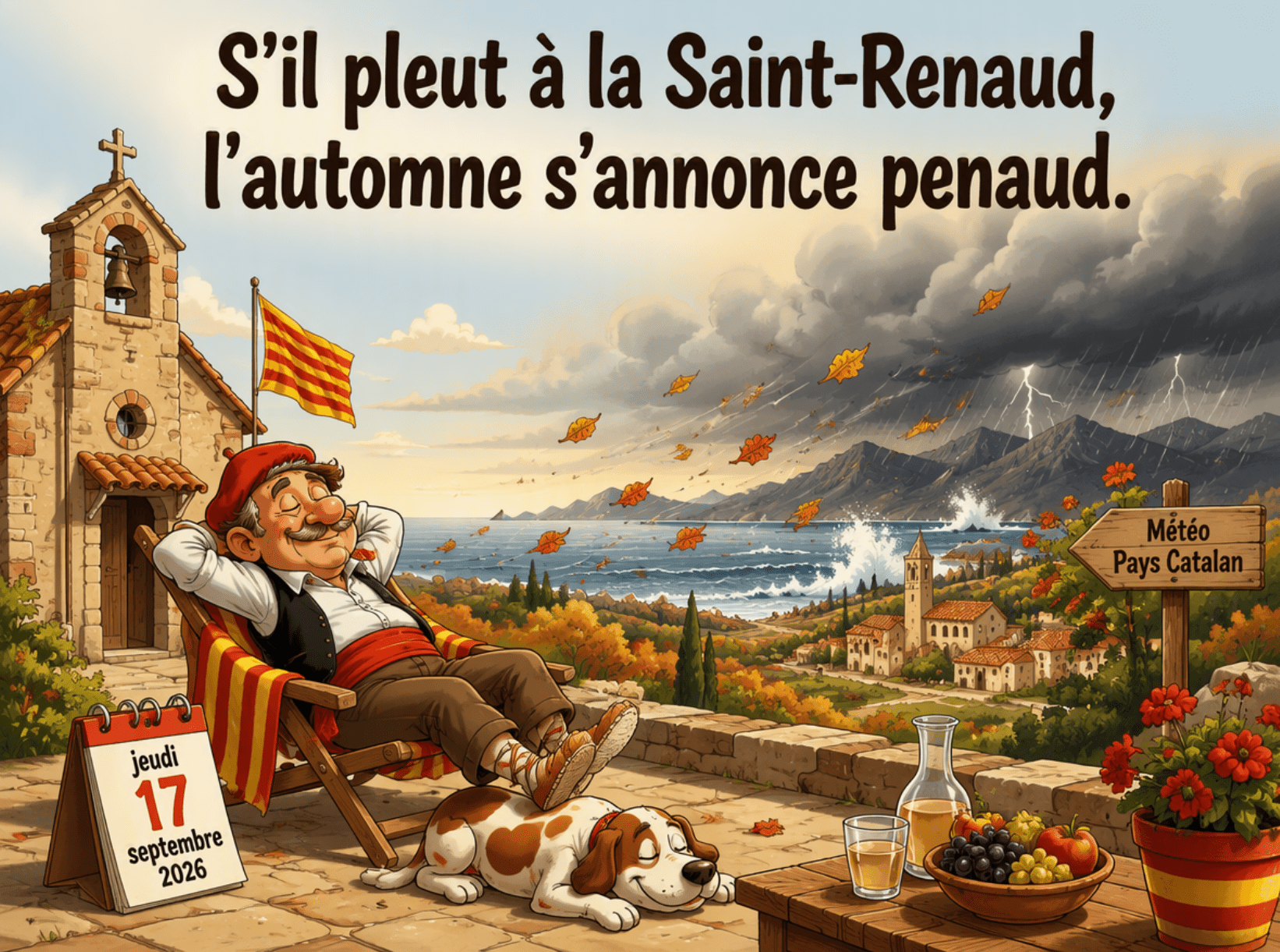 « S'il pleut à la Saint-Renaud, l'automne s'annonce penaud. »
