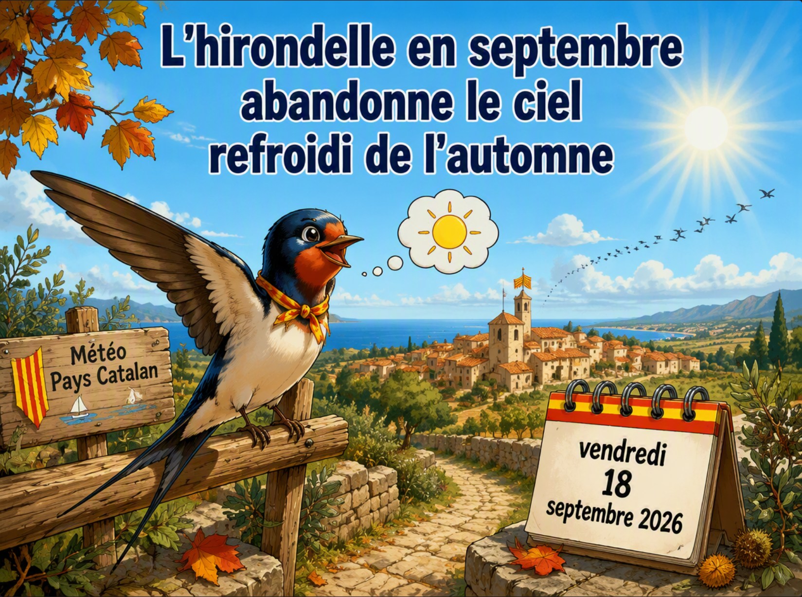 « L'hirondelle en septembre abandonne le ciel refroidi de l'automne »