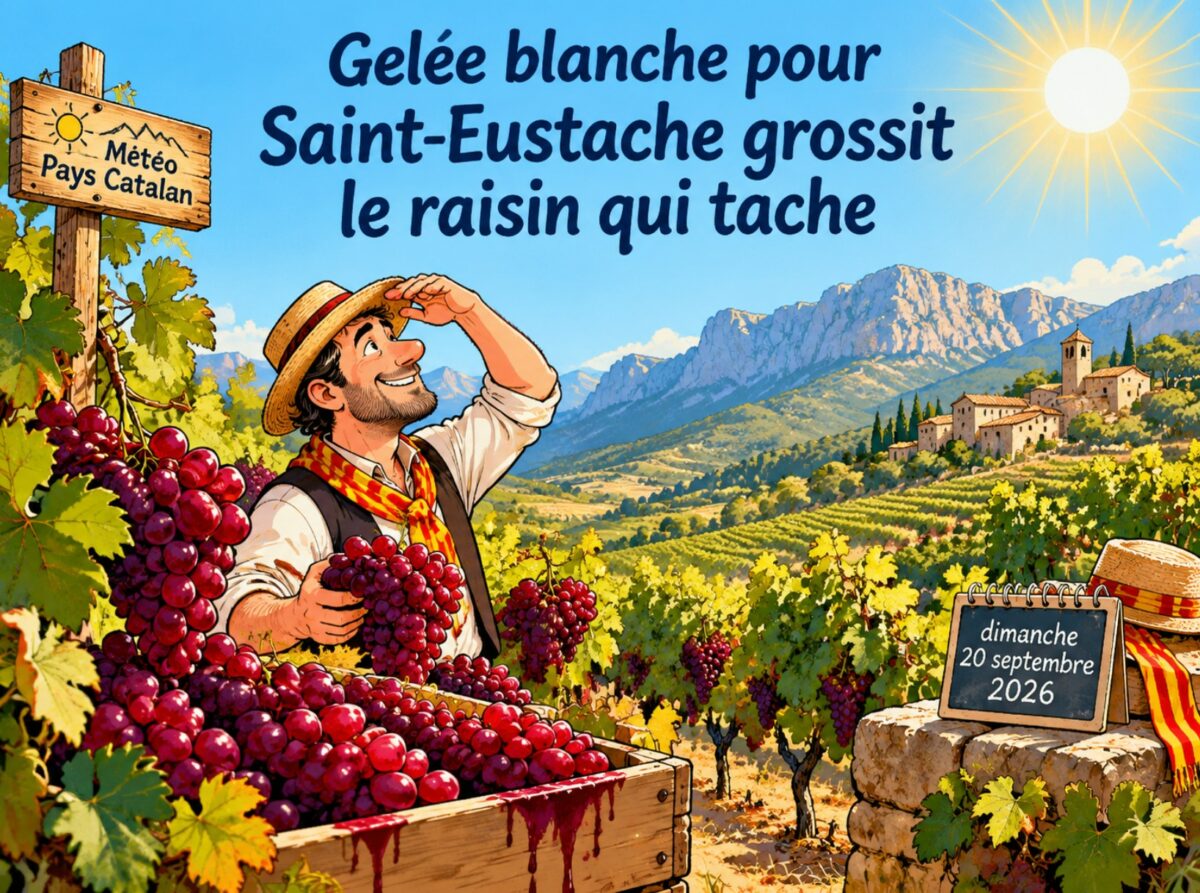 « Gelée blanche pour Saint-Eustache grossit le raisin qui tache »