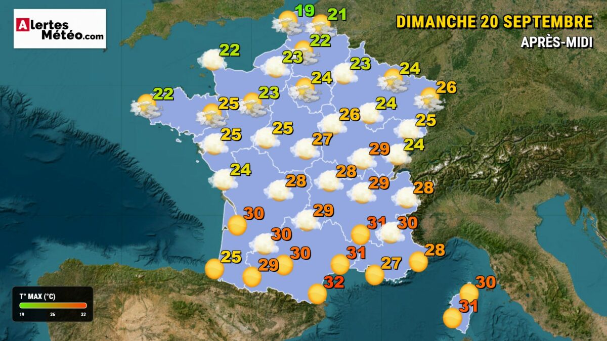 Météo 20 septembre : soleil et chaleur sur le sud