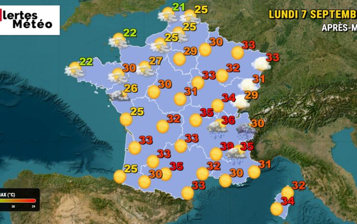 Chaleur encore vive à l'est, baisse à l'ouest et net rafraîchissement dès mercredi : la météo.