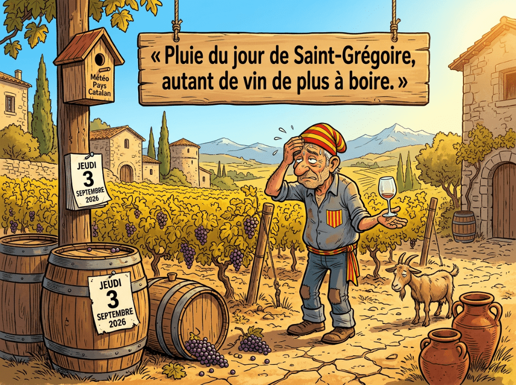 « Pluie du jour de Saint-Grégoire, autant de vin de plus à boire. »
