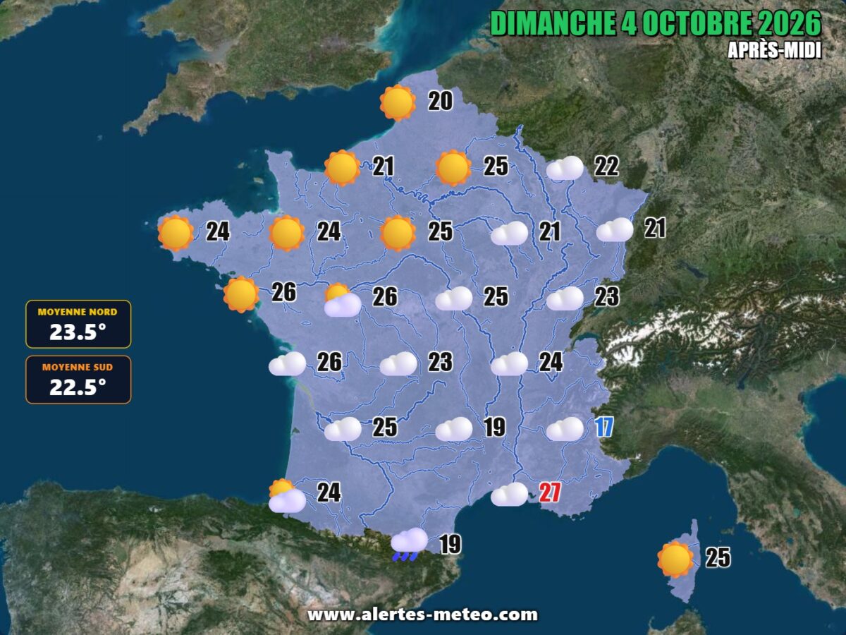 Météo 4 octobre 2026 : orages en Roussillon, soleil ailleurs