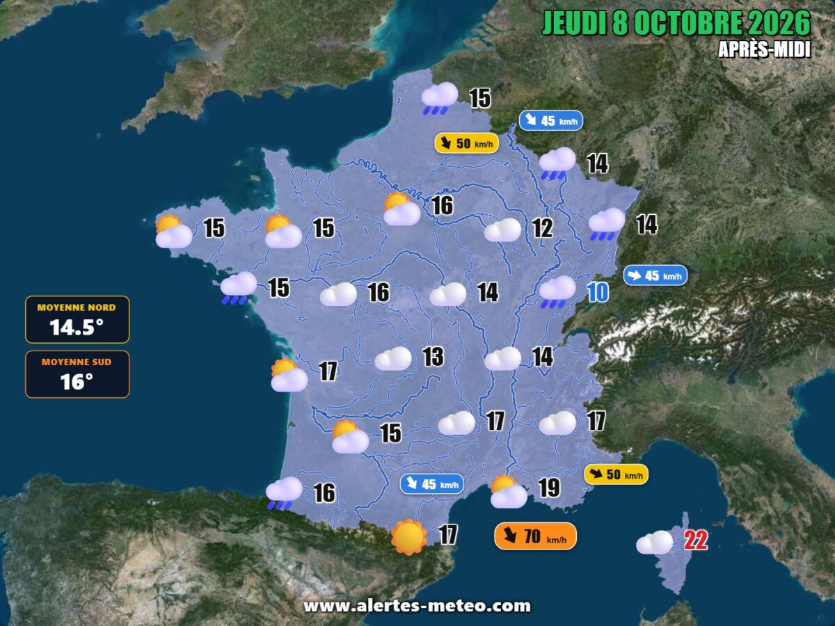 Météo du 8 octobre : pluie à l'est et net coup de frais