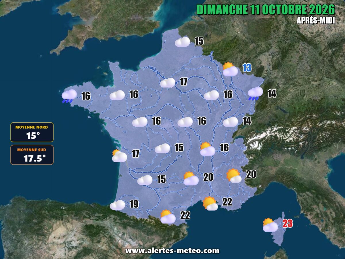 Météo du 11 octobre 2026 : nuages au nord, soleil au sud